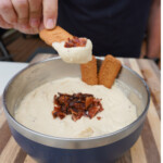 maple bourbon and bacon dip served on a Biscoff biscuit.