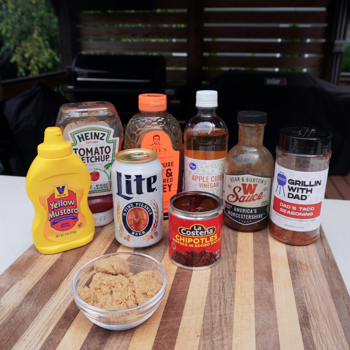 Ingredients for the beer bbq sauce.