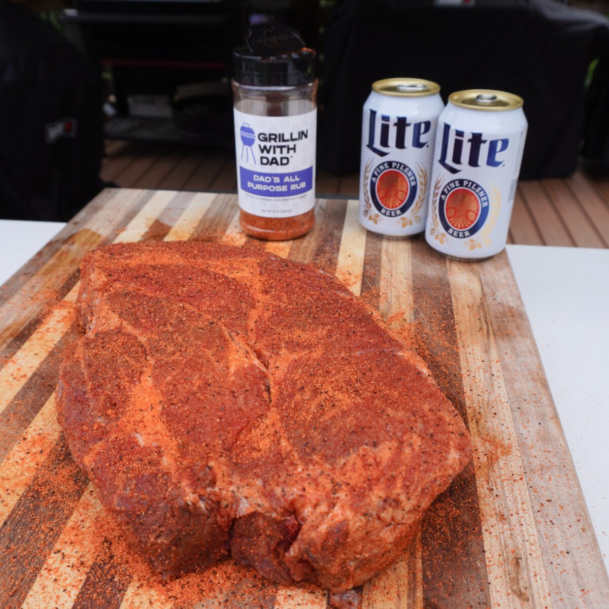 beer marinated chuck roast seasoned with an all purpose rub.