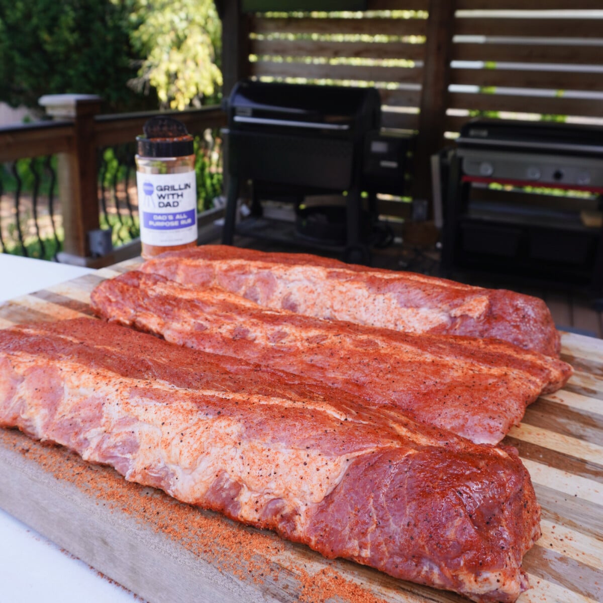 marinated and seasoned jack and coke smoked ribs.