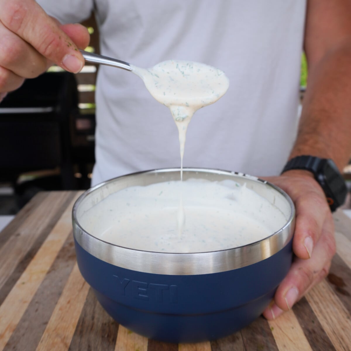 A spoonful of the dressing.