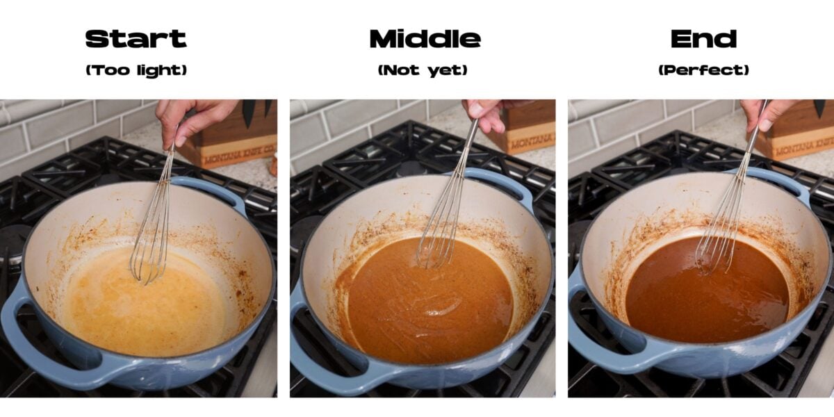 3 color steps to achieving the perfect roux.