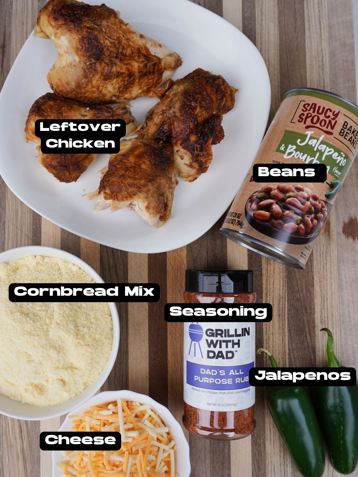 Ingredients for the bbq chicken casserole recipe.
