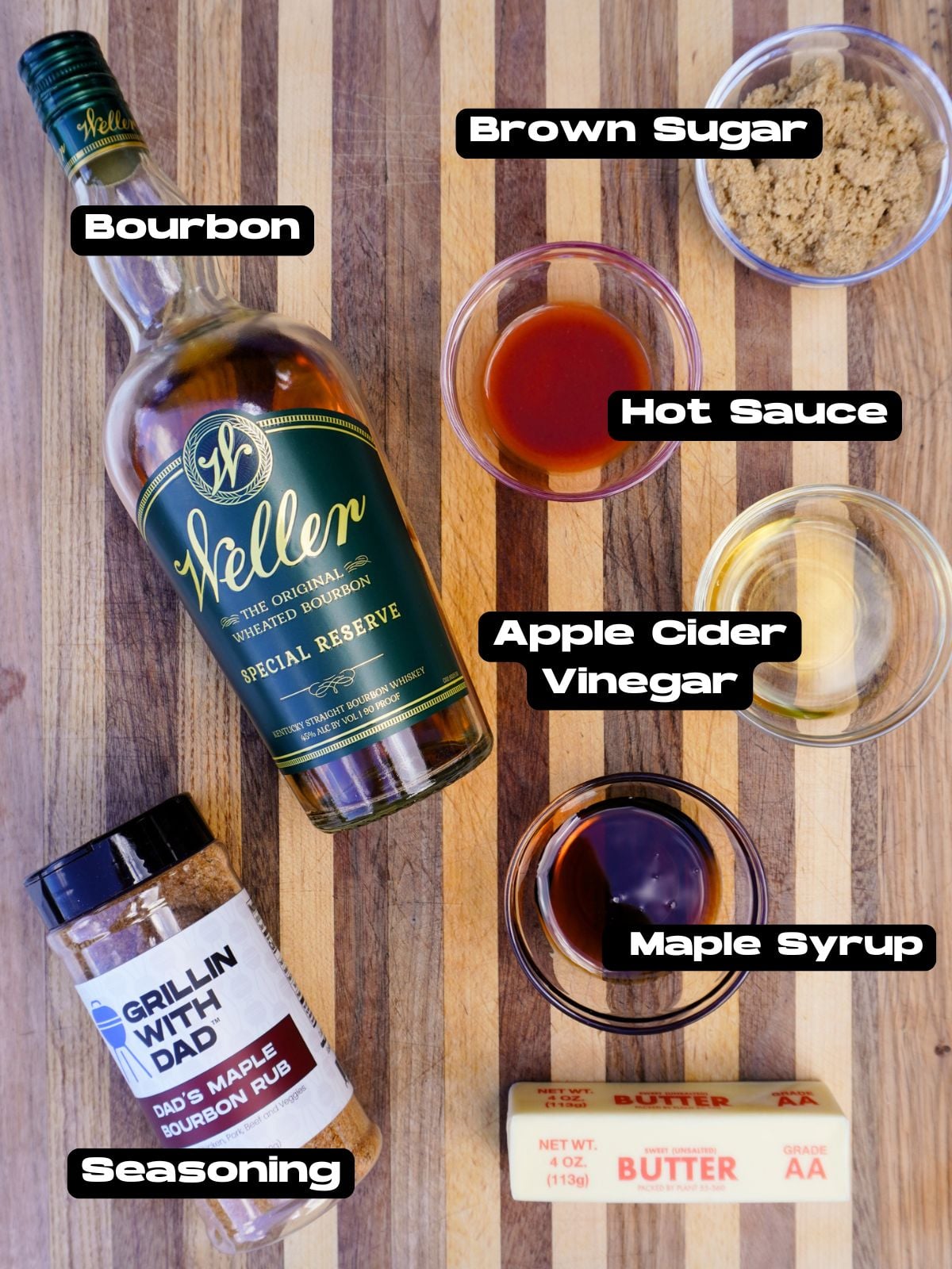 Maple Bourbon Glaze Ingredients.