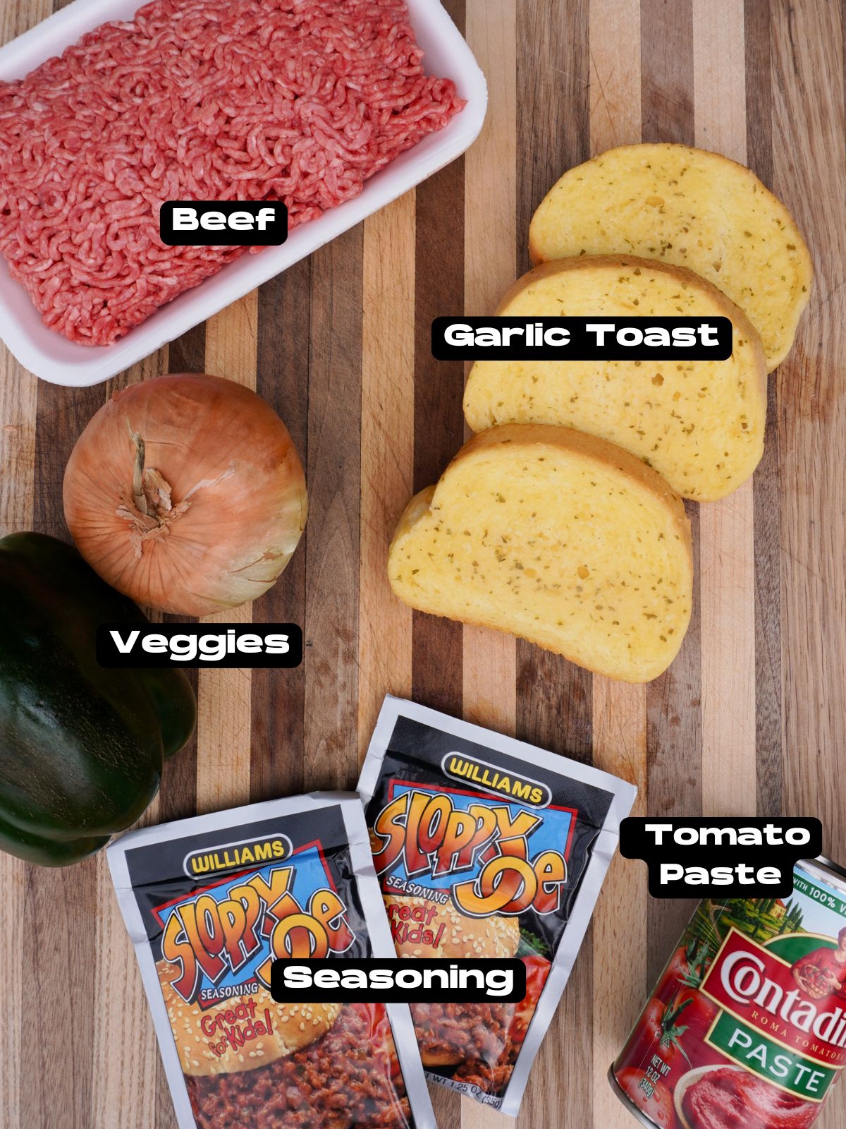 Texas toast sloppy joe ingredients.