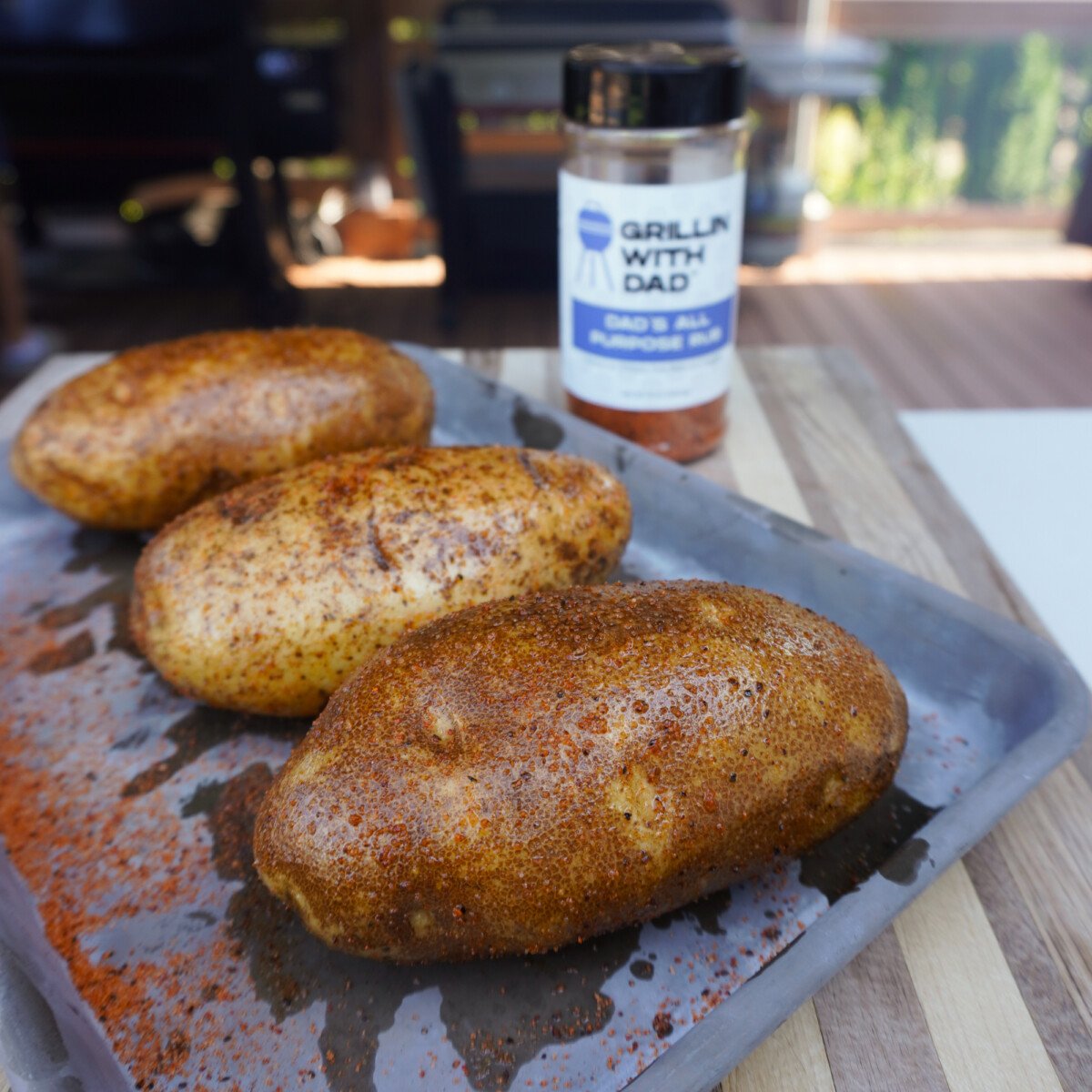 cleaned and seasoned russet potatoes.