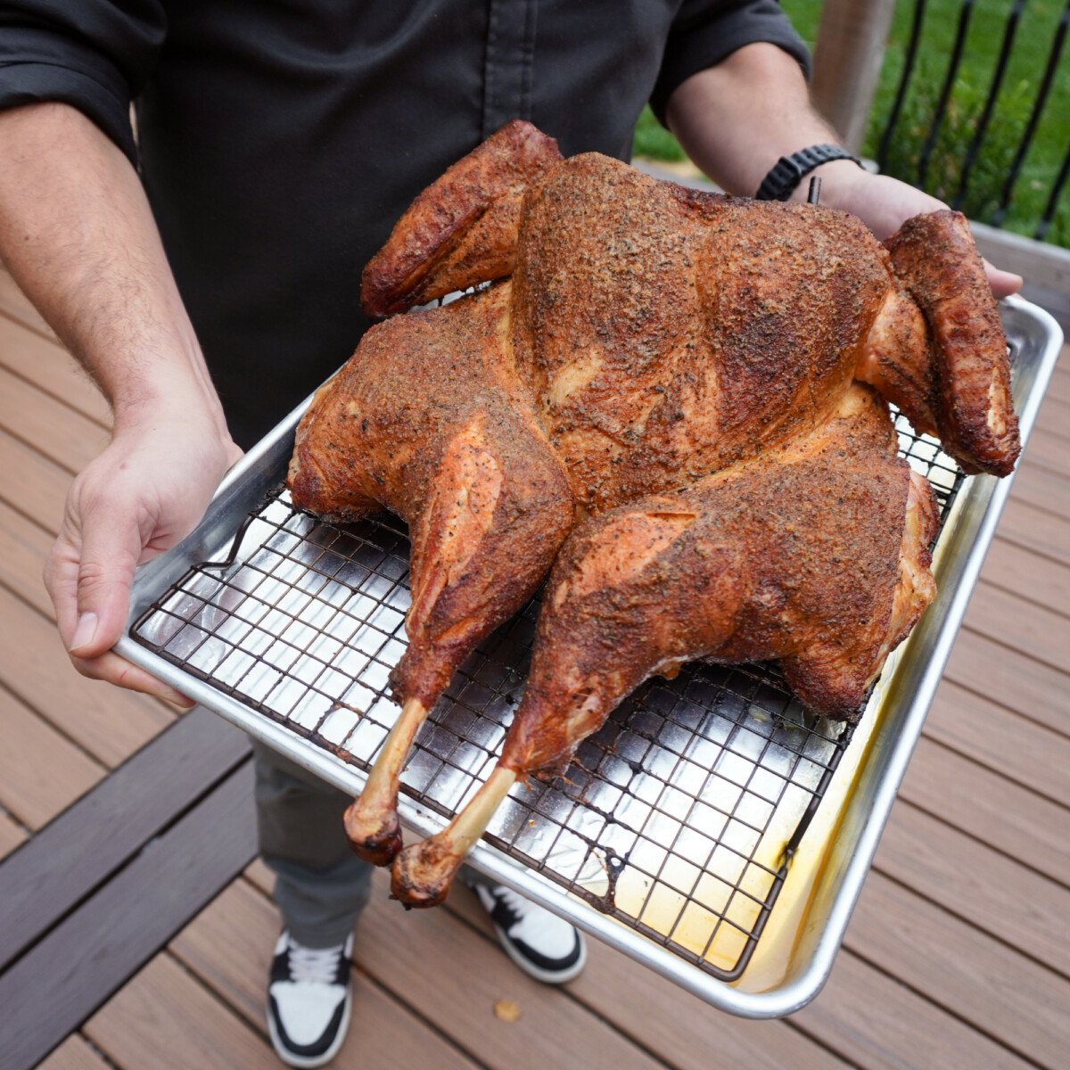 Smoked Spatchcock Thanksgiving Turkey.