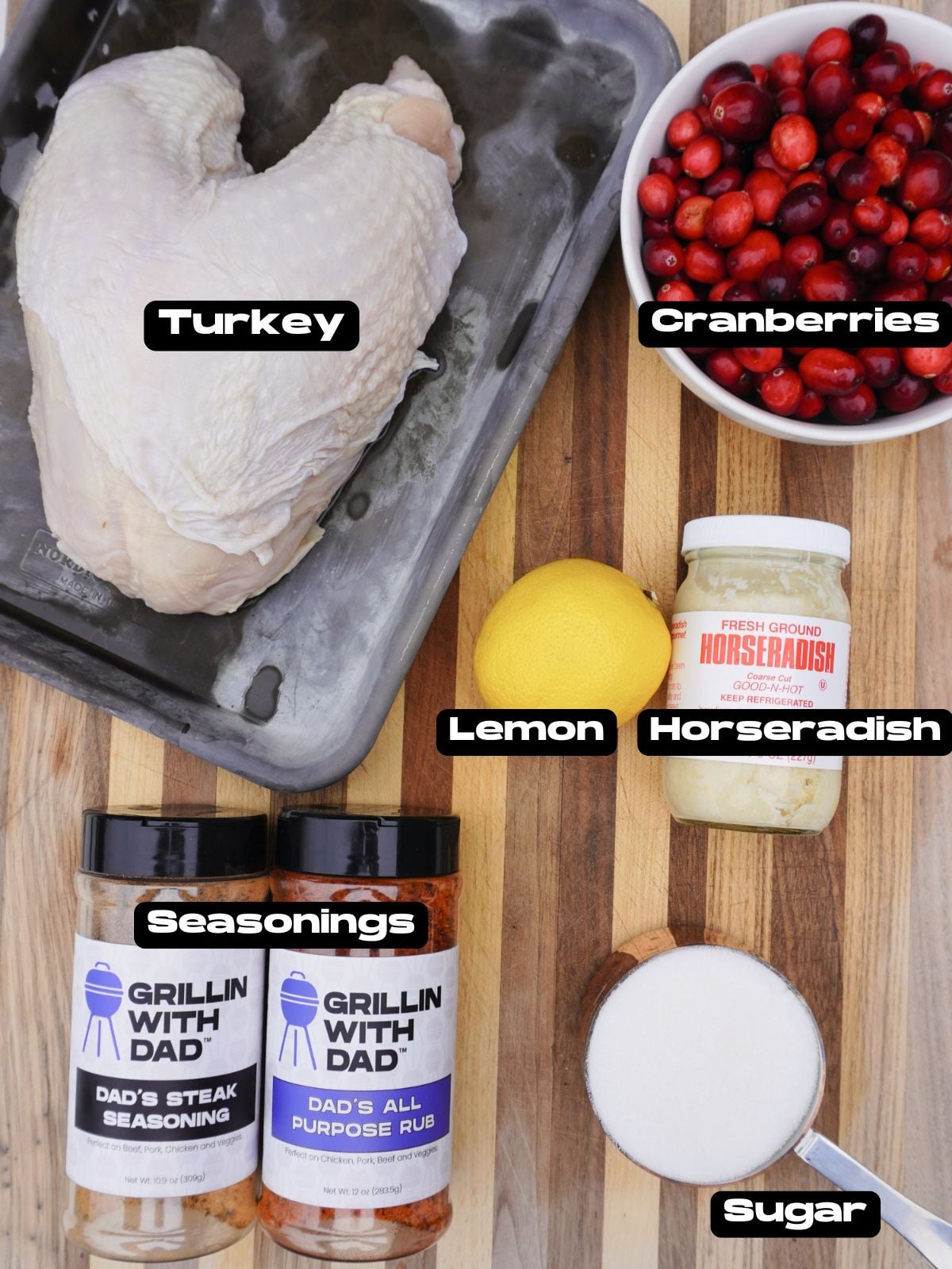 Cranberry Stuffed Turkey Breast Ingredients.