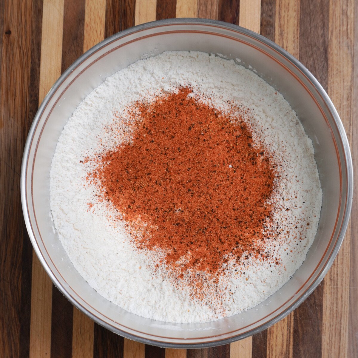 flour and seasoning mix for the crispy crust.