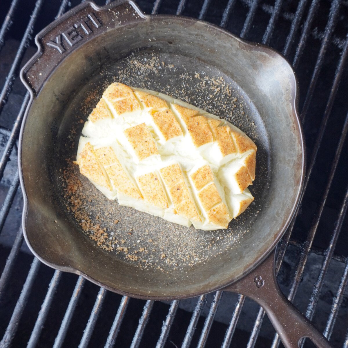 smoked cream cheese on smoker.