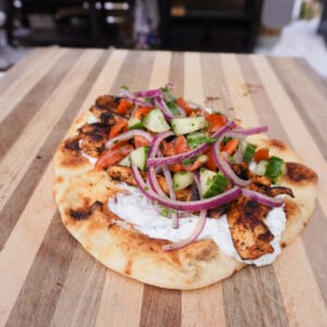 Grilled Chicken Shawarma on a pita.