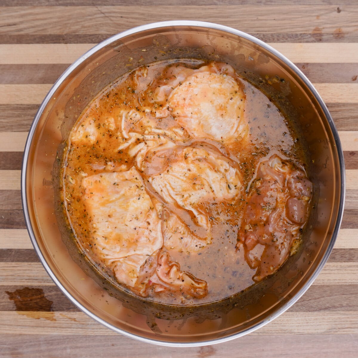 chicken thighs in marinade.