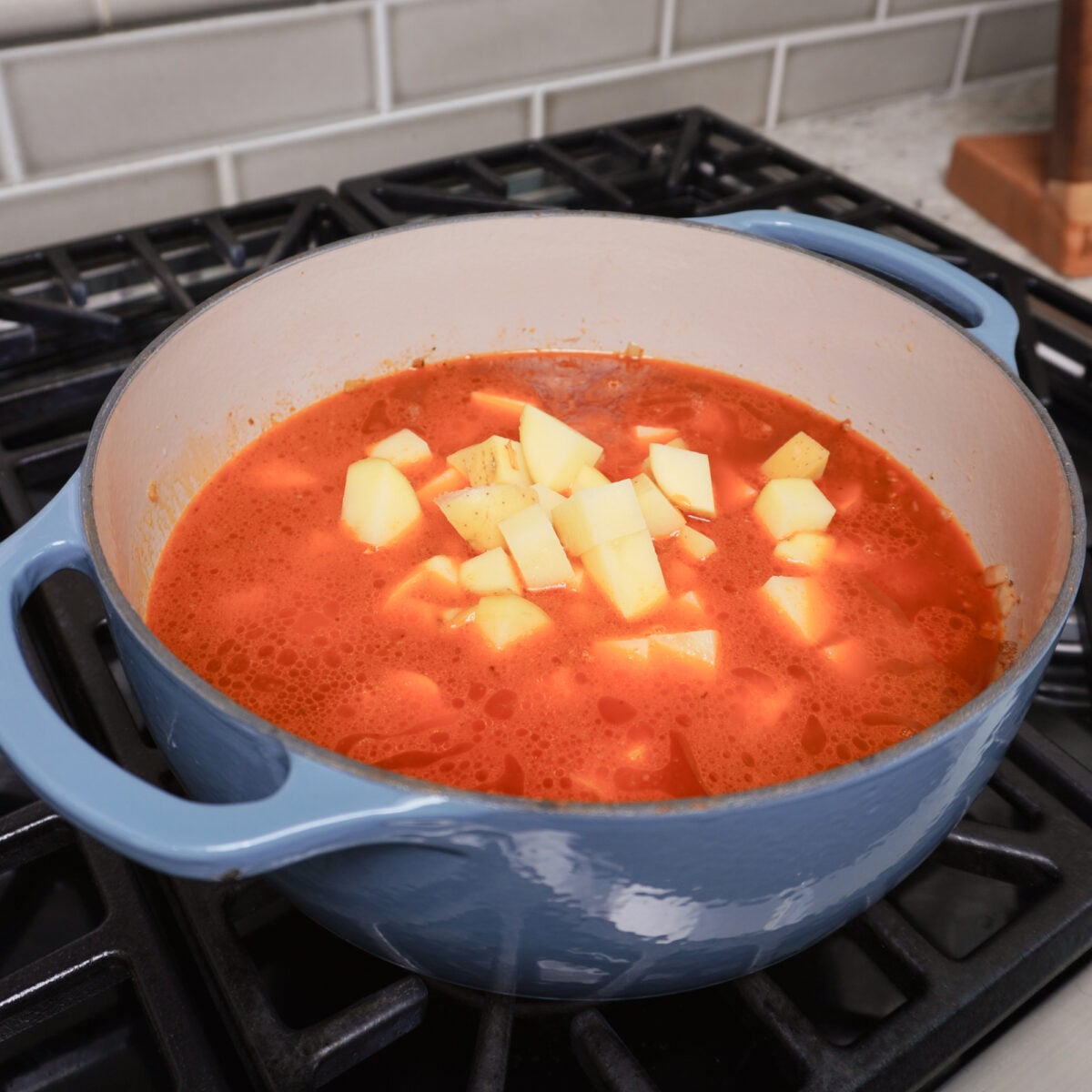 diced yukon potatoes in soup.