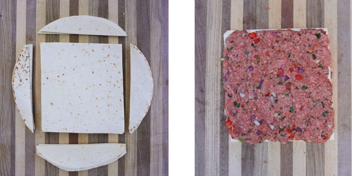 tortilla shaping and layering.