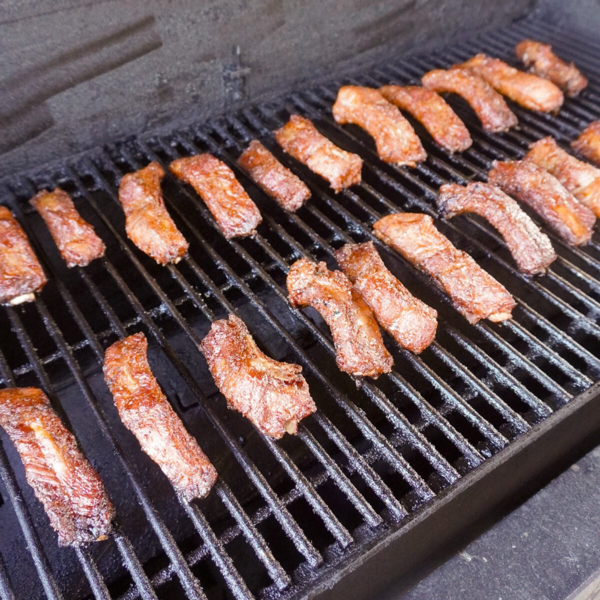 smoked Party ribs on a smoker.