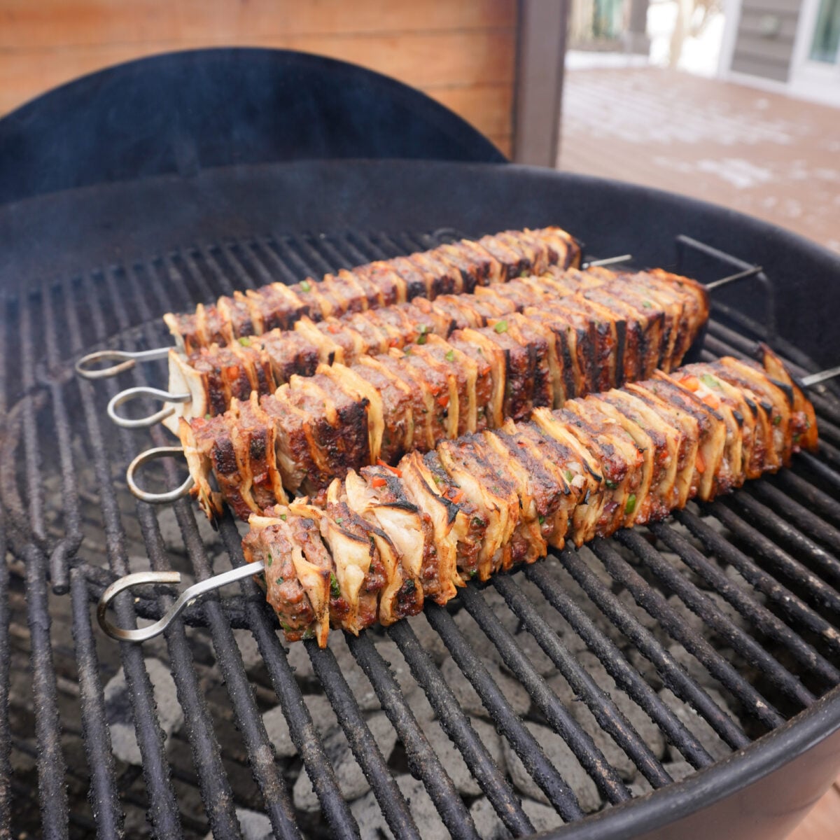 grilled tortilla beef kebab.