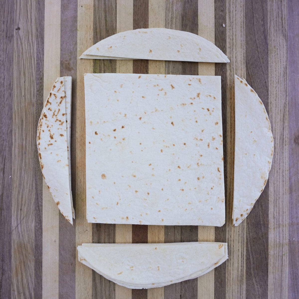 squared tortilla for kebabs.