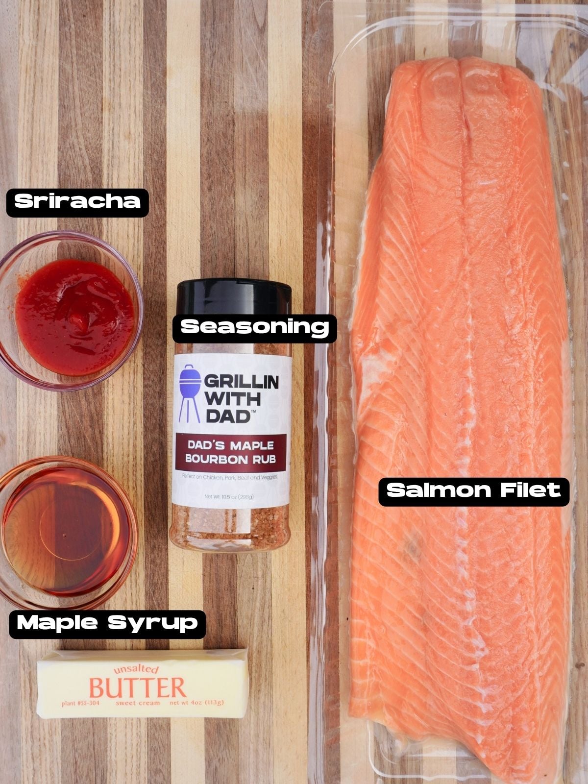 Sweet Maple Glazed Salmon ingredients.