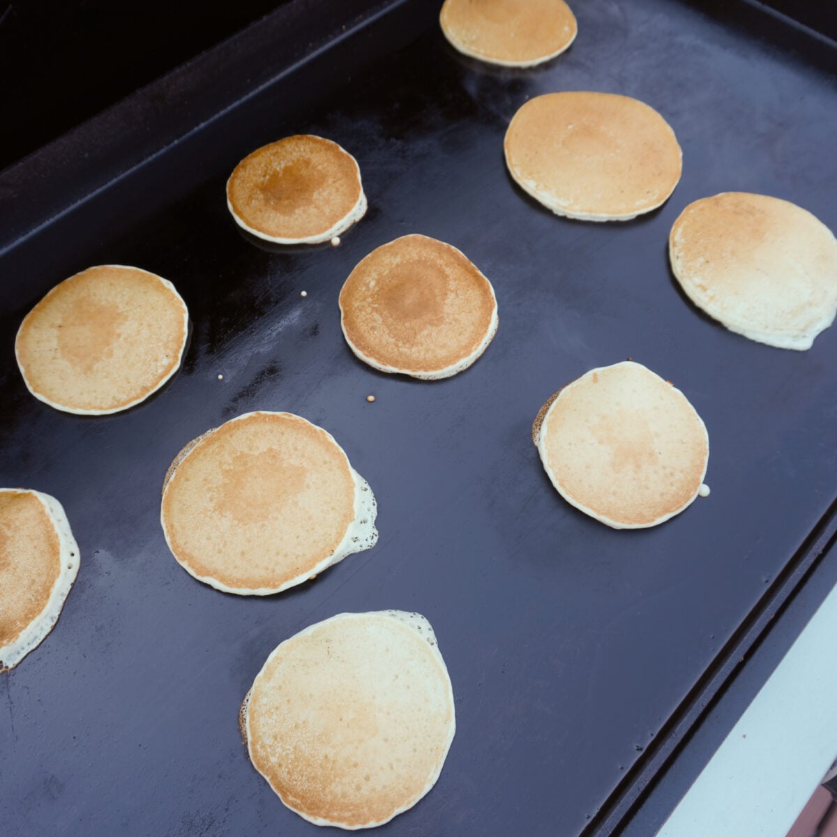 pancakes on the griddle.