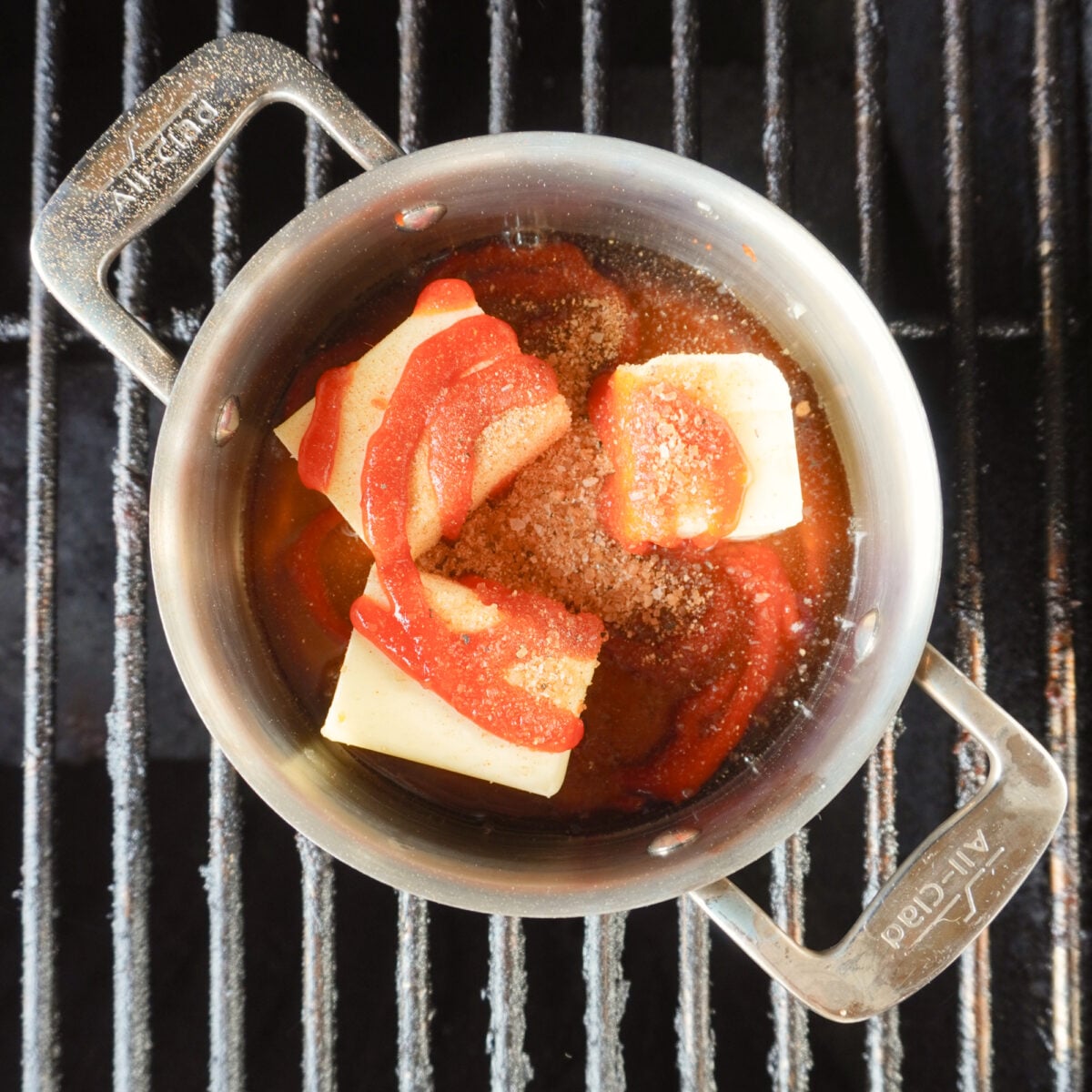 maple bourbon glaze on grill grates.