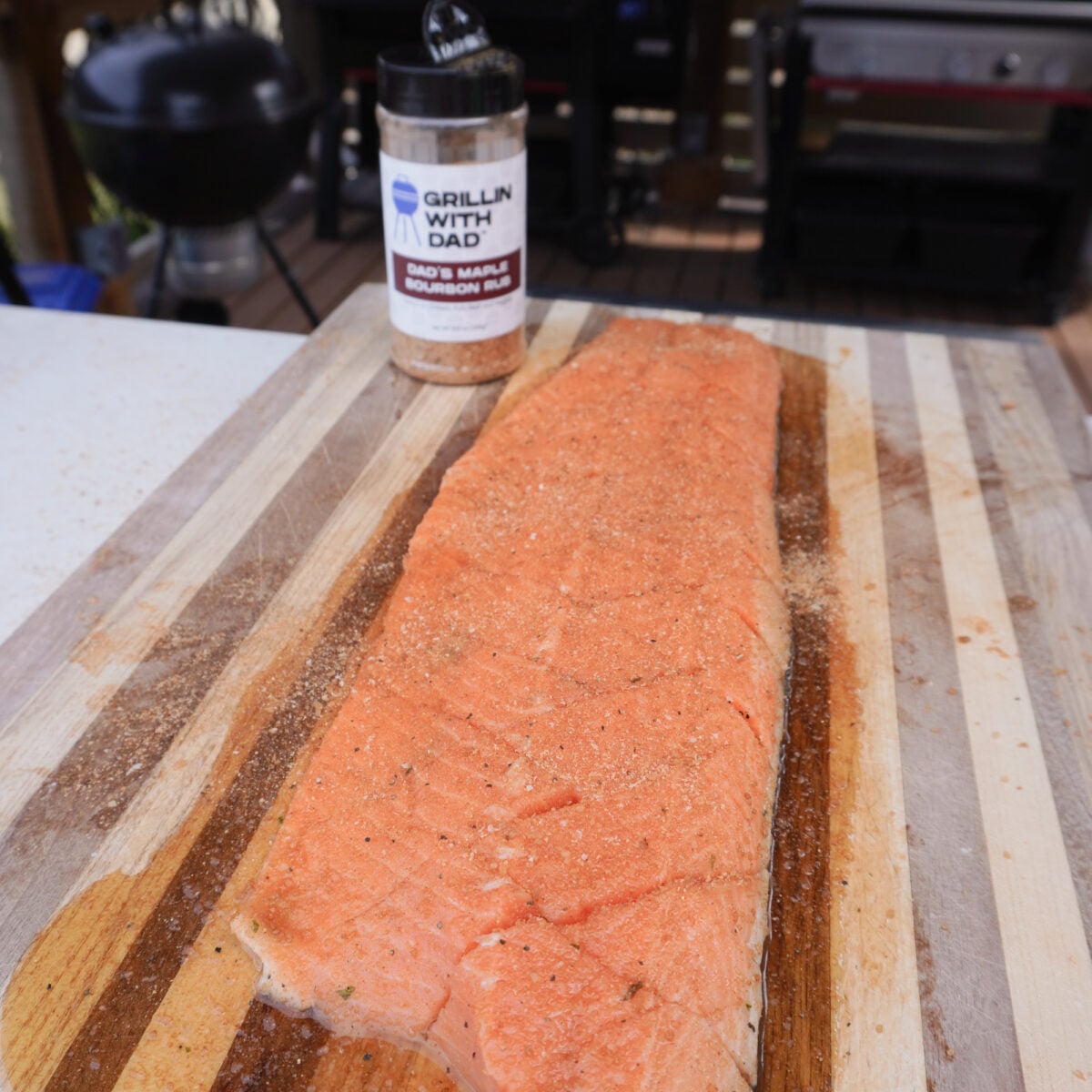 maple bourbon seasoned salmon filet.