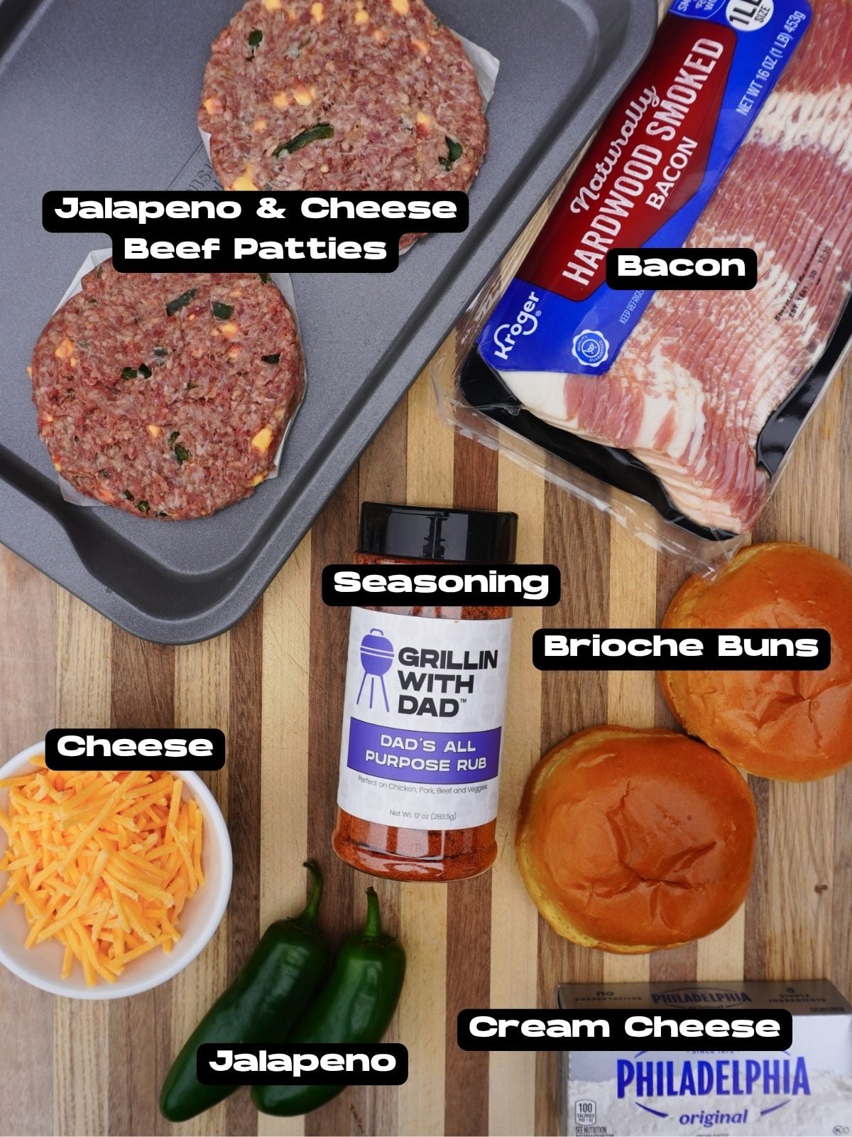 Jalapeno Popper Pub Burger ingredients.