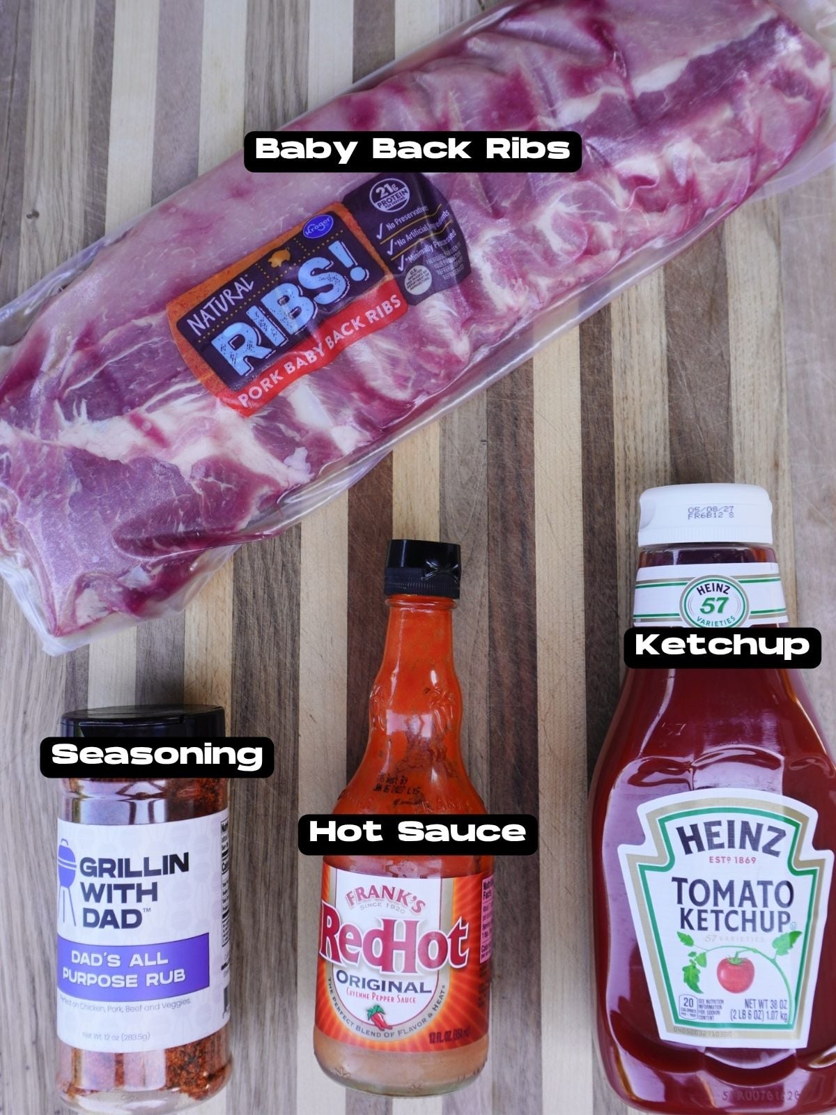 Ingredients for Sweet and Spicy Party Ribs.