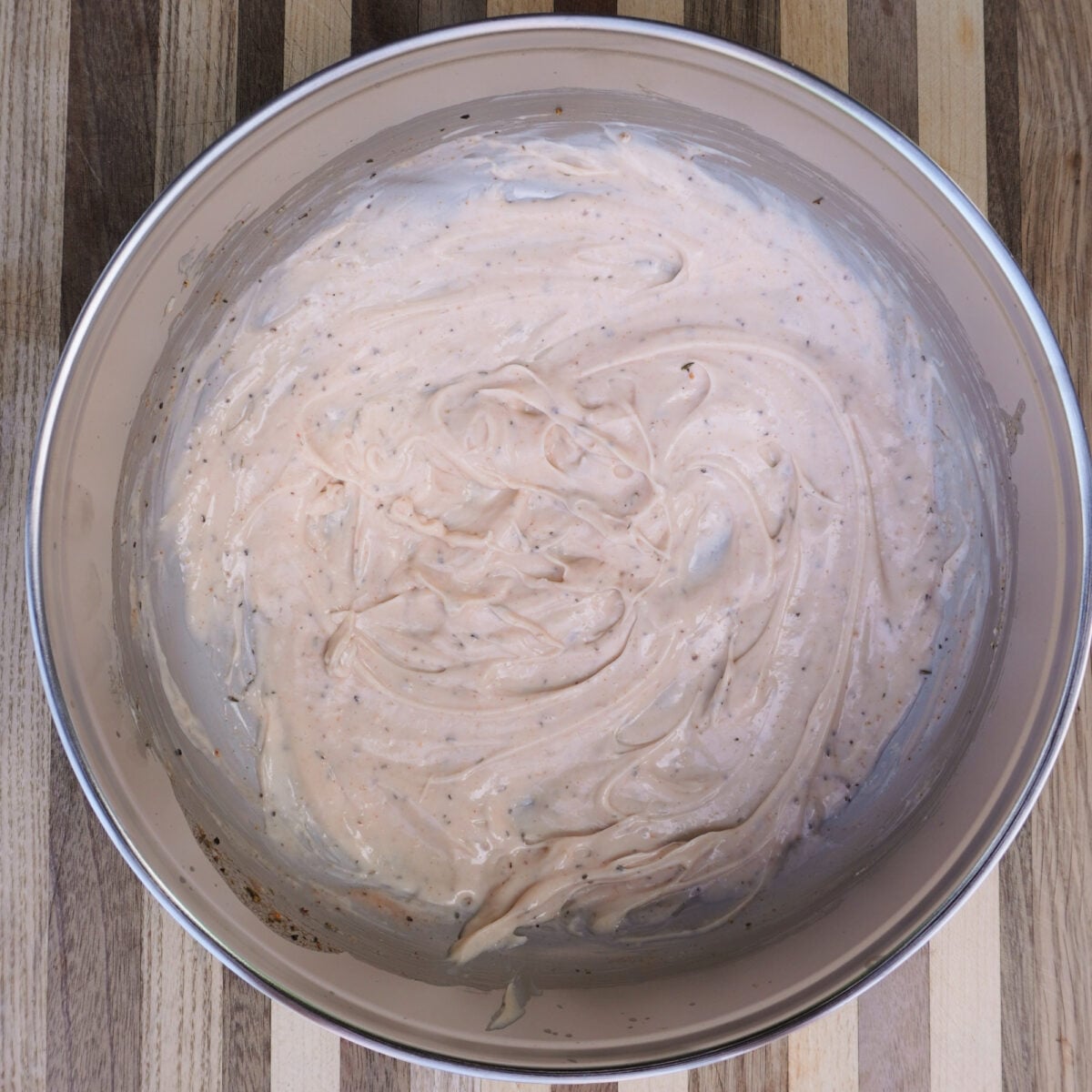 creamy mayo based dressing in bowl.