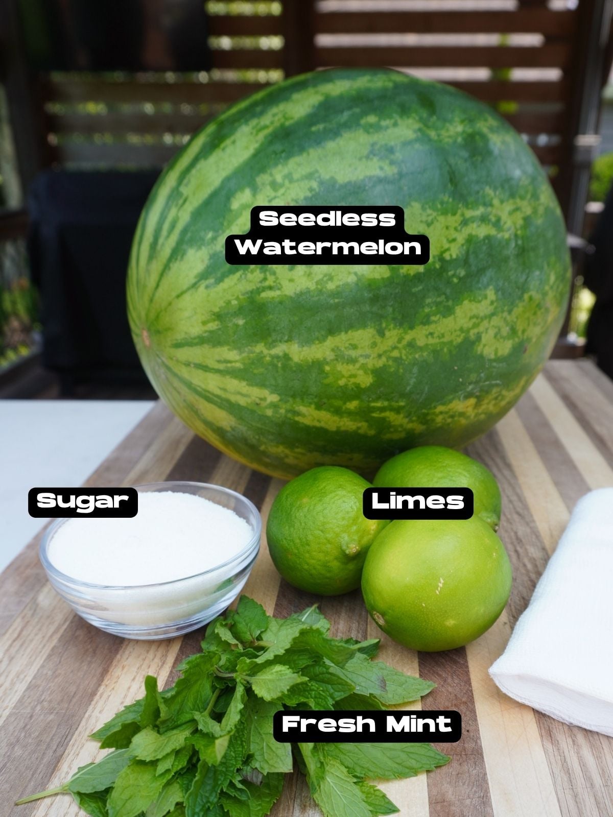 Homemade watermelon juice ingredients.