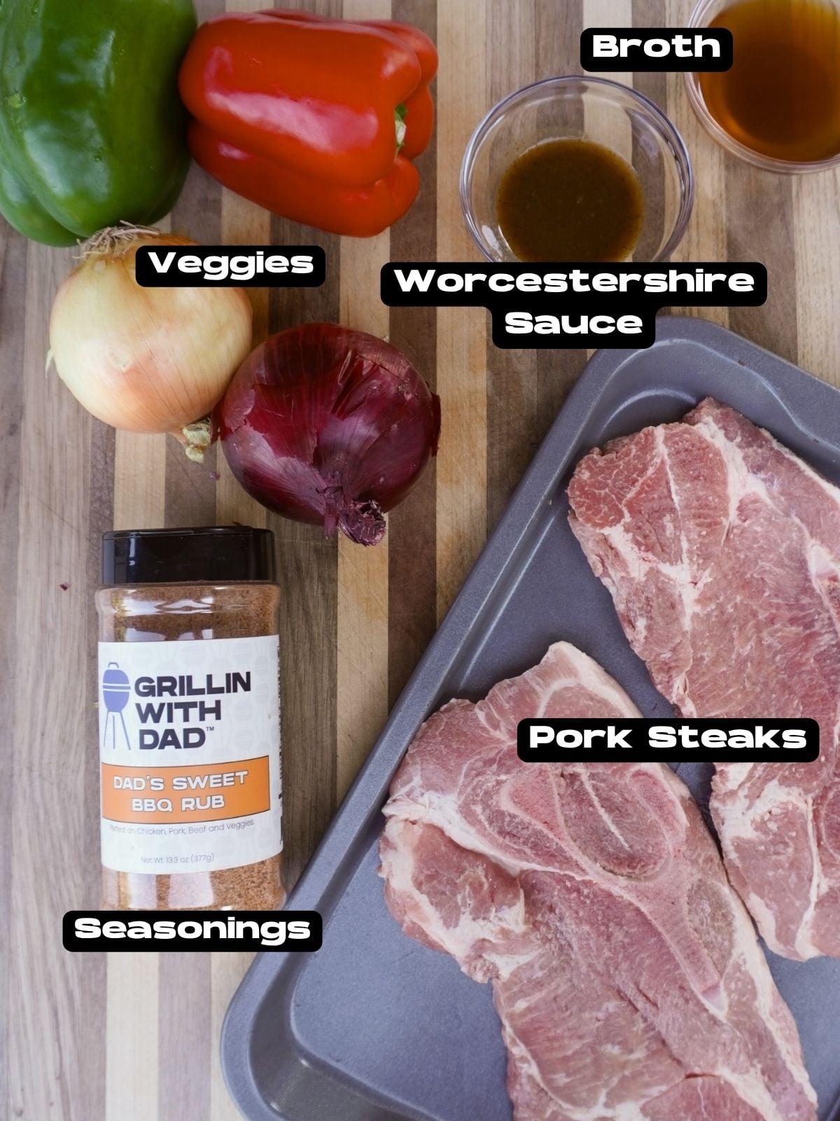 Grilled Savory Pork Steak Ingredients.