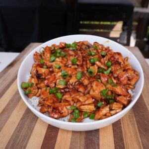 Grilled Bourbon Chicken Dish.