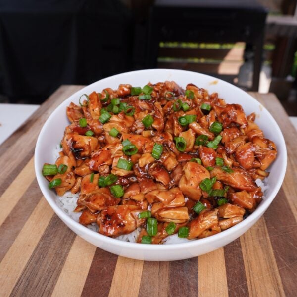 Grilled Bourbon Chicken Dish.