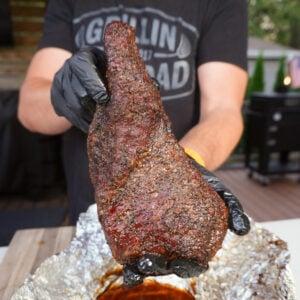 Brisket style smoked tri tip presented.