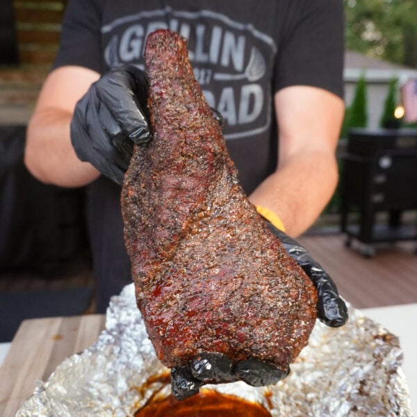 Brisket style smoked tri tip presented.