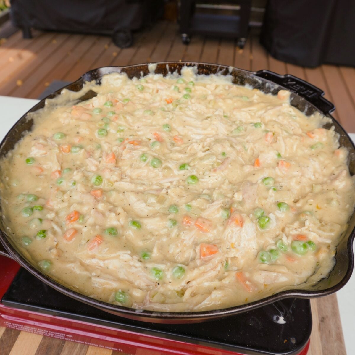 creamy smoked chicken pot pie filling.