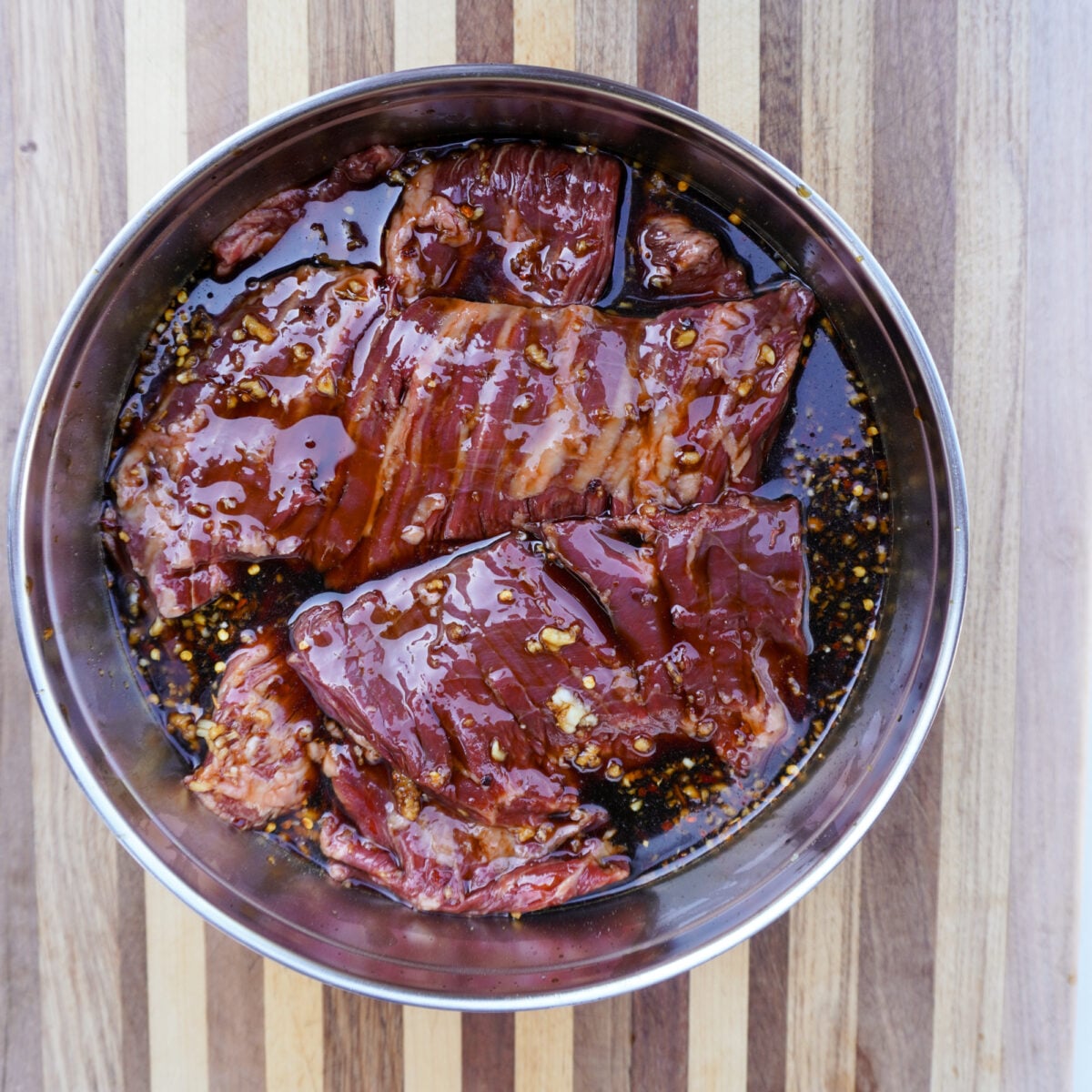 Steak marinade in a bowl.