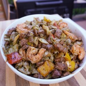 Surf and Turf Dirty Cabbage in a bowl.